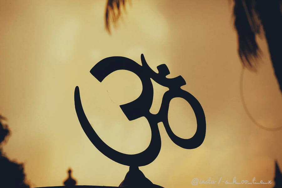 The Om symbol painted at the ashram
